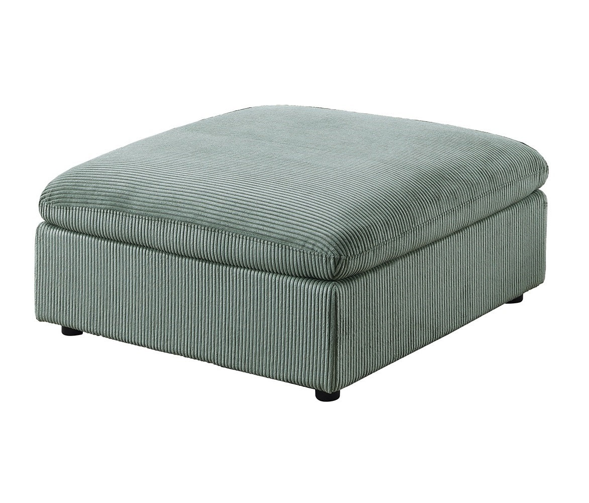 Contemporary Living Room Furniture Ottoman Sage Color Corduroy 1Pc Soft Cushion Ottoman Wood Legs Sage Primary Living Space Solid Contemporary,Modern Square Corduroy