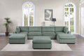 Sage Color 7Pc Modular Sectional Set Corduroy Upholstery Couch 2X Corner Wedge, 2X Armless Chairs 3X Ottomans Living Room Furniture Sage Primary Living Space Cushion Back Contemporary,Modern Modular Rubberwood Corduroy 7 Seat