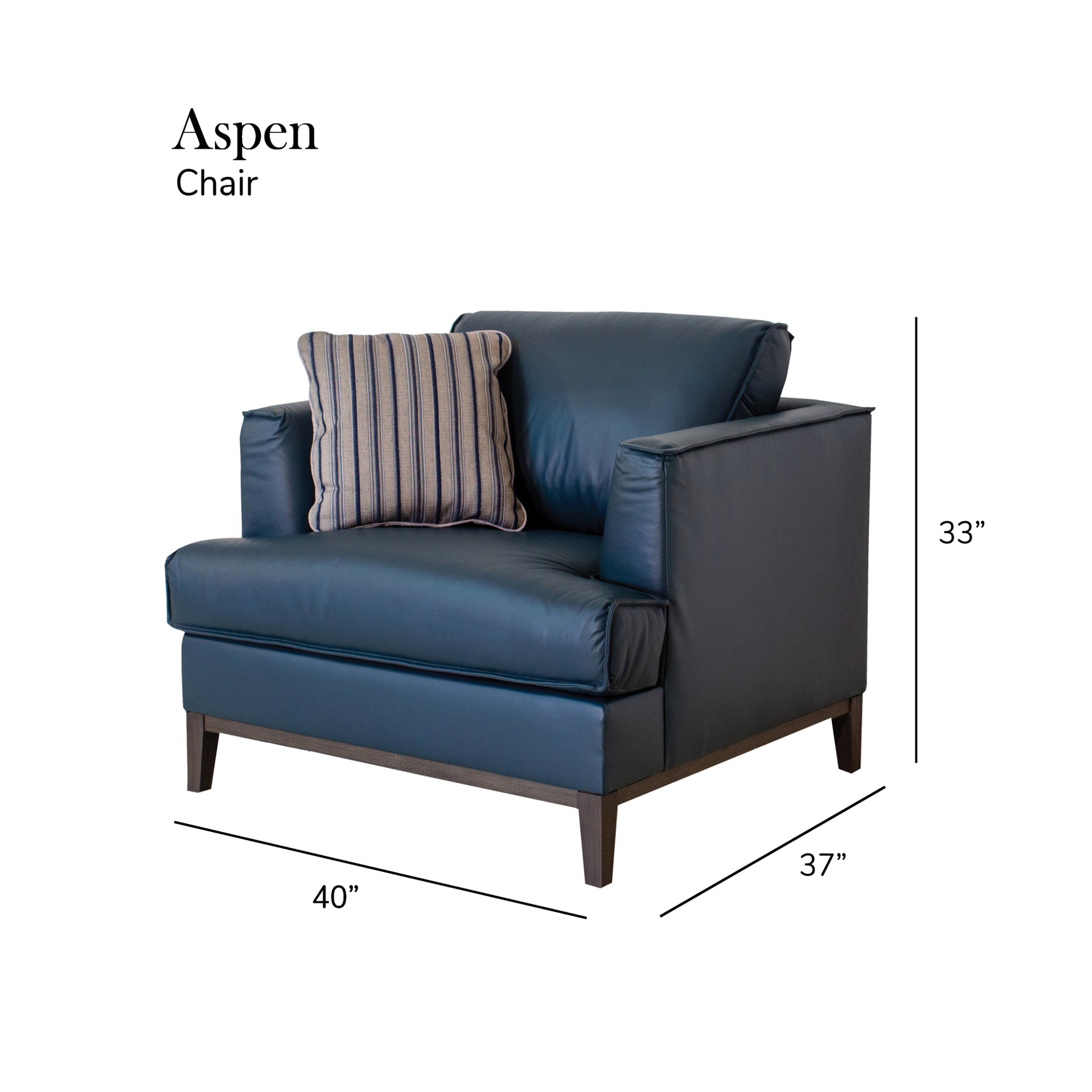 Aspen Navy Top Grain Leather Chair Navy Wood Leather