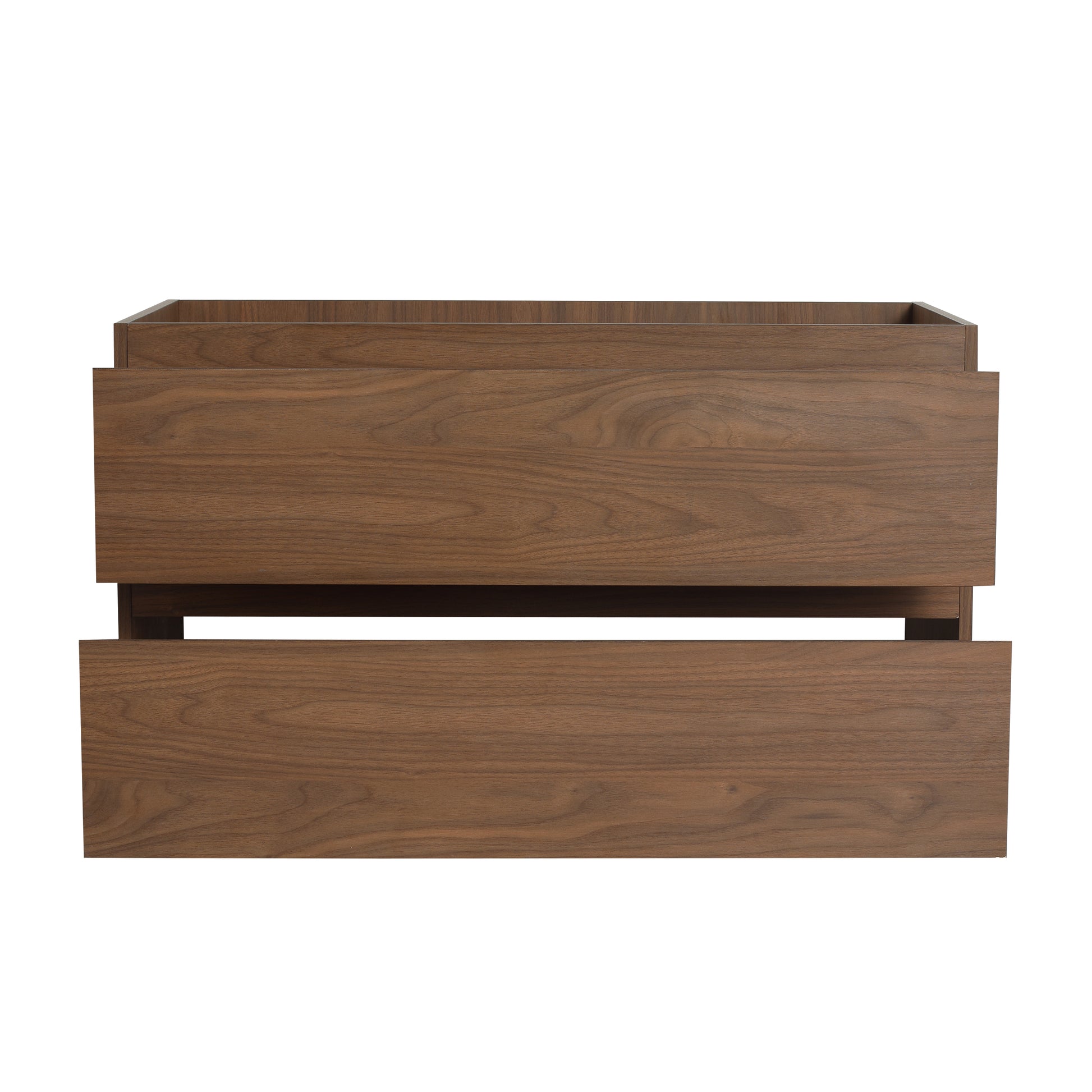 36" Wall Mounted Bathroom Vanity With Ceramic Sink, 2 Soft Close Drawers, Kd Package 2 Brown Oak Bathroom Wall Mounted Modern Plywood