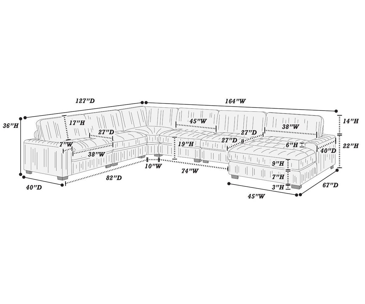 Beige Color 6Pc Modular Sectional Set Welt Corduroy Couch Laf Chair, Corner Wedge, Raf Chaise, 3X Armless Chairs Living Room Furniture Beige Primary Living Space Cushion Back Contemporary,Modern Modular Rubberwood Corduroy 6 Seat