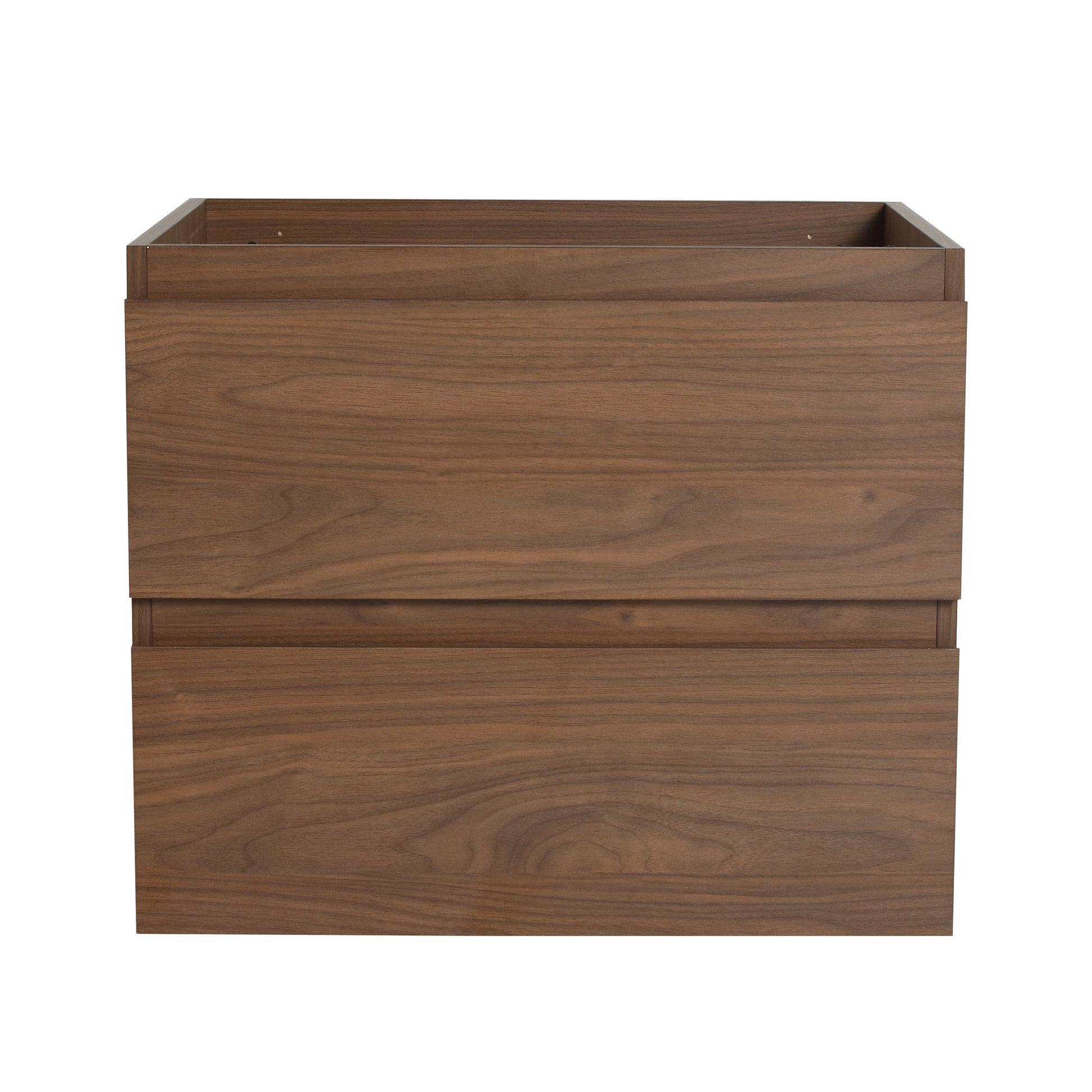 24" Wall Mounted Bathroom Vanity With Ceramic Sink, 2 Soft Close Drawers, Kd Package 2 Brown Oak Bathroom Wall Mounted Modern Plywood