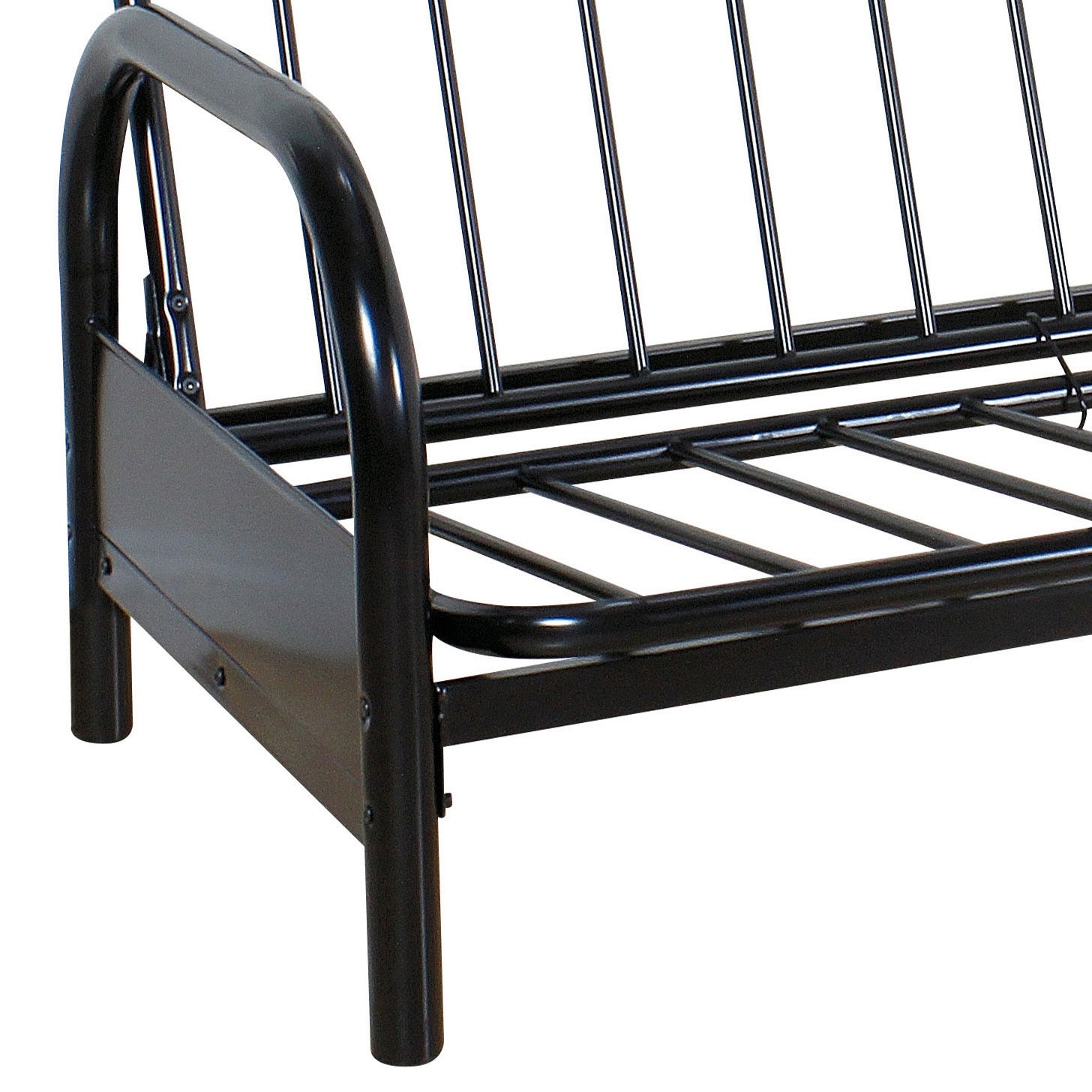 Black Adjustable Futon Frame Black Metal Primary Living Space Tight Back Contemporary Metal 3 Seat