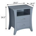 Grey Nightstand With 2 Drawers And Open Shelving Grey Gray 2 Drawers Bedroom Rectangle Drawers Wood
