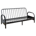 Black Adjustable Futon Frame Black Metal Primary Living Space Tight Back Contemporary Metal 3 Seat