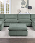 Contemporary Living Room Furniture Ottoman Sage Color Corduroy 1Pc Soft Cushion Ottoman Wood Legs Sage Primary Living Space Solid Contemporary,Modern Square Corduroy