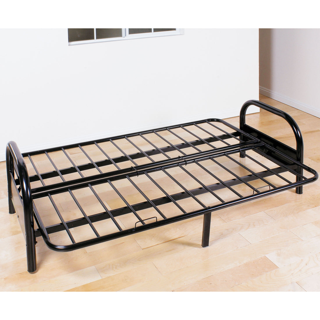 Black Adjustable Futon Frame Black Metal Primary Living Space Tight Back Contemporary Metal 3 Seat