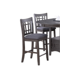 Set Of 2Pc High Chairs Dining Room Furniture Gray Solid Wood Counter Height Chairs Upholstered Cushioned Open Square Design Back Geometric Gray Light Brown Dining Room Modern,Transitional Dining Chairs Rubberwood Set Of 2 Solid Wood