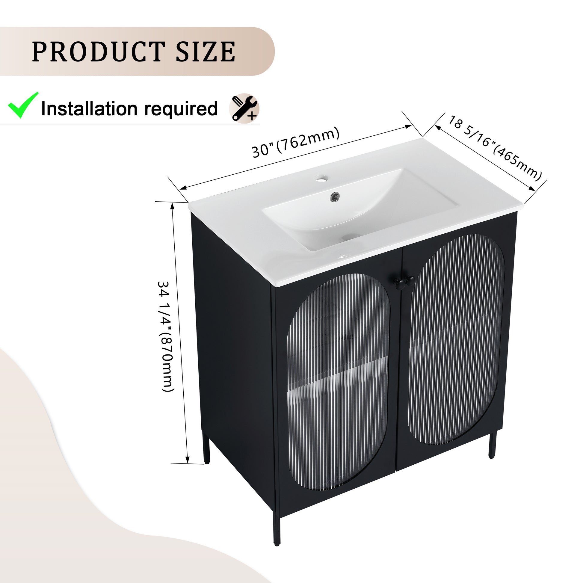 30 Inch Freestanding Bathroom Vanity With Ceramic Sink Black 2 Bathroom Freestanding Modern Steel