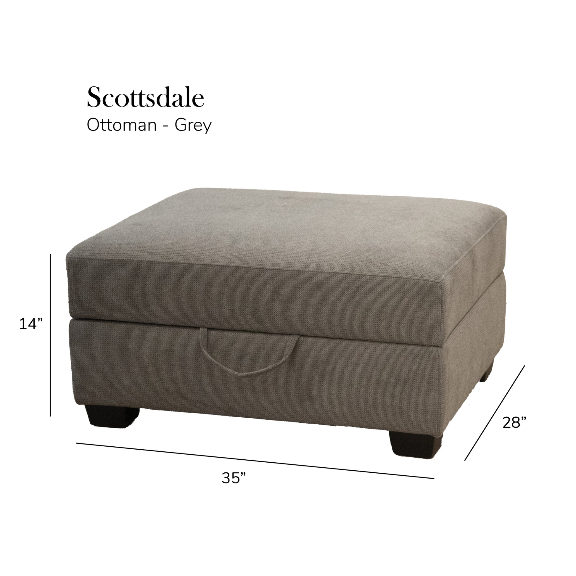 Scottsdale Grey Storage Ottoman Grey Wood Polyester Blend