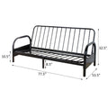 Black Adjustable Futon Frame Black Metal Primary Living Space Tight Back Contemporary Metal 3 Seat