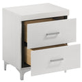 White 2 Drawer Nightstand White White 2 Drawers Bedroom Rectangle Poplar Solid Wood White Wood Metal