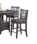 Set Of 2Pc High Chairs Dining Room Furniture Gray Solid Wood Counter Height Chairs Upholstered Cushioned Open Square Design Back Geometric Gray Light Brown Dining Room Modern,Transitional Dining Chairs Rubberwood Set Of 2 Solid Wood