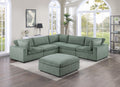 Sage Color 6Pc Modular Sectional Set Corduroy Upholstery Couch 3X Corner Wedge, 2X Armless Chairs 1X Ottoman Living Room Furniture Sage Primary Living Space Cushion Back Contemporary,Modern Modular Rubberwood Corduroy 6 Seat