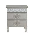 Silver 2 Drawer Nightstand Silver 2 Drawers Bedroom Rectangle Luxury Drawers Pine Silver Wood