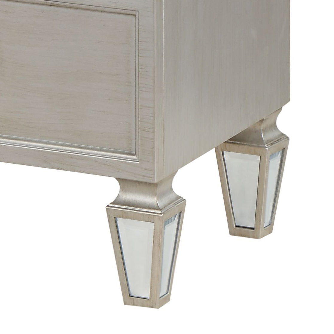 Silver 2 Drawer Nightstand Silver 2 Drawers Bedroom Rectangle Luxury Drawers Pine Silver Wood