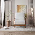 Modern Teddy Fabric Accent Chair,Wood Frame Armchair For Living Room White Teddy