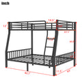 Full Xl Over Queen Metal Bunk Bed With Ladder And Slats Support For Adults Teens, Black Queen Black Metal Bunk Steel