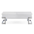 White High Gloss And Chrome Coffee Table With Lift Top White Silver White Primary Living Space Modern Rectangular Wood Metal Sled