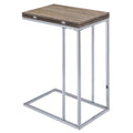 Weathered Oak And Chrome Side Table Oak Silver Primary Living Space Industrial Rectangular Wood Metal Sled