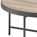 Weathered Grey Oak And Black Coffee Table Grey Black Primary Living Space Industrial Round Wood Metal