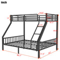 Twin Xl Over Queen Metal Bunk Bed With Ladder And Slats Support For Adults Teens, Black Box Spring Not Required Twin Xl Black Bunk Steel