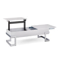 White High Gloss And Chrome Coffee Table With Lift Top White Silver White Primary Living Space Modern Rectangular Wood Metal Sled