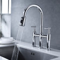 Bridge Kitchen Faucet With Pull Down Sprayhead In Spot Chrome Kitchen Brass