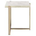 White And Champagne Rectangular End Table White Gold Primary Living Space Contemporary Rectangular Wood Metal Sled