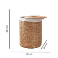 Ludmilla Round Tall Water Hyacinth Woven Wicker Laundry Hamper With Lid For Clothes, Canvas, Toys And Book Storage With Removable Liner 15