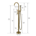 Single Handle Freestanding Tub Filler Floor Mount Bathtub Faucet With Handheld Shower Brushed Gold Bathroom Joystick Claw Foot Tub Faucets Curved Two Brushed Gold Pull Out Floor Mounted Cartridge Valve Single Hole Faucets Gold Antique,Classic 1 Hole