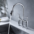Bridge Kitchen Faucet With Pull Down Sprayhead In Spot Chrome Kitchen Brass