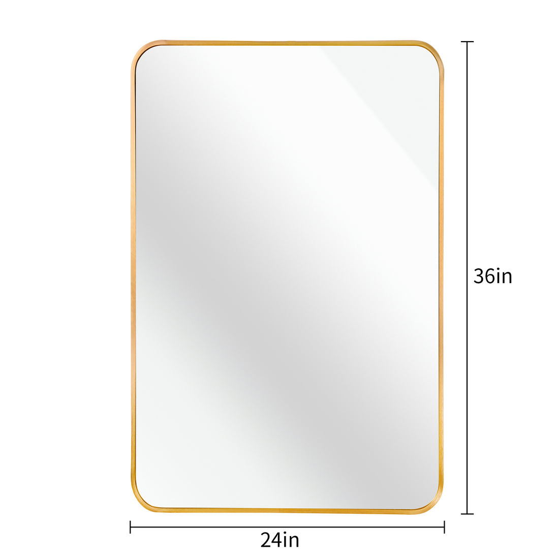 Gold 24X36 Inch Metal Rectangle Barhroom Mirror Gold Classic Mdf Glass Aluminium