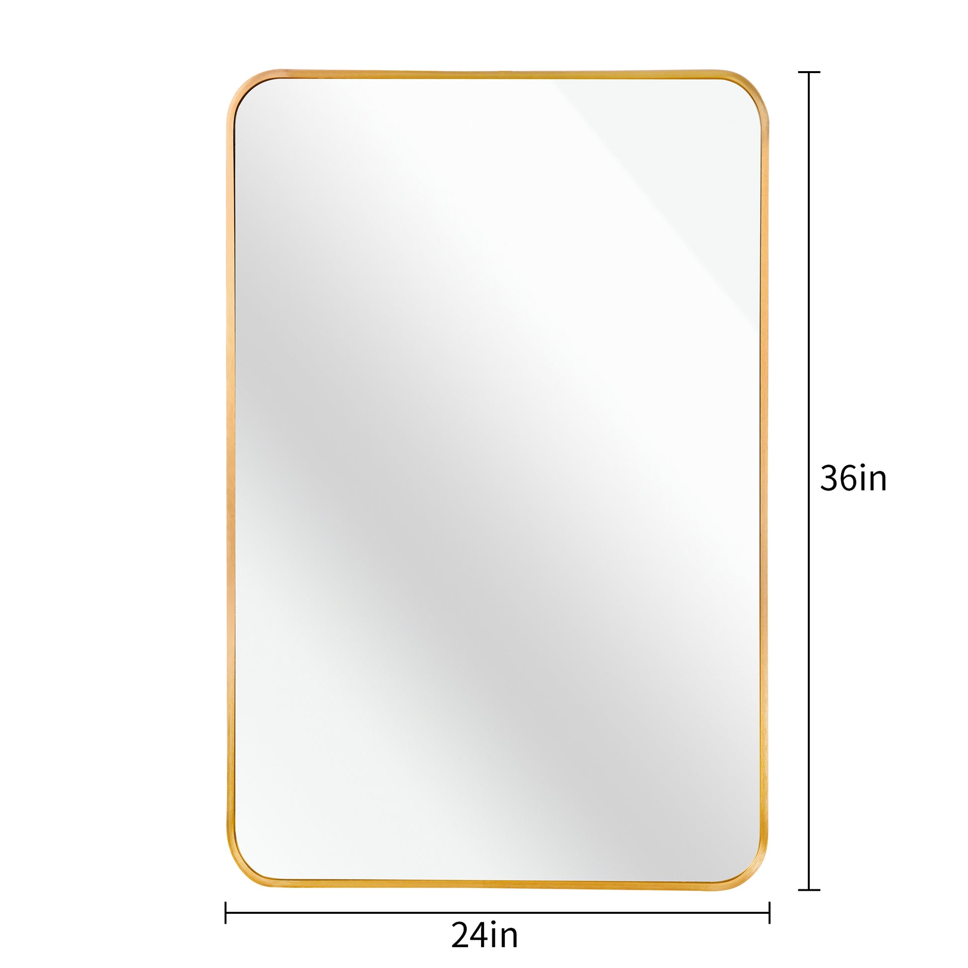Gold 24X36 Inch Metal Rectangle Barhroom Mirror Gold Classic Mdf Glass Aluminium