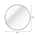Black 36 Inch Metal Round Bathroom Mirror Black Classic Mdf Glass Aluminium Alloy