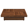 Square Marble Veneer Coffee Table Sliding Top With Storage In Walnut 39.4'' Walnut Primary Living Space Square Mdf