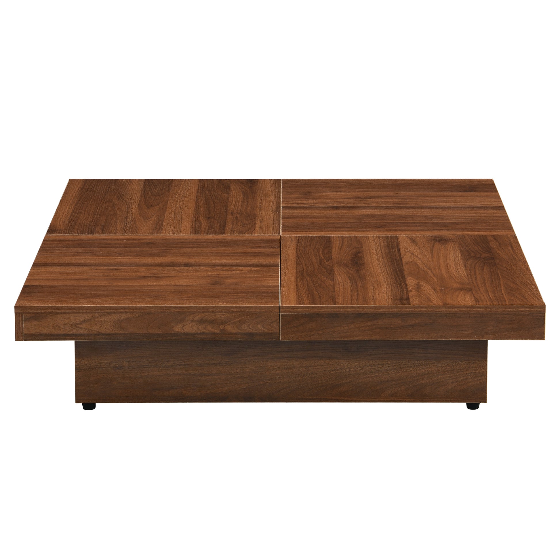 Square Marble Veneer Coffee Table Sliding Top With Storage In Walnut 39.4'' Walnut Primary Living Space Square Mdf