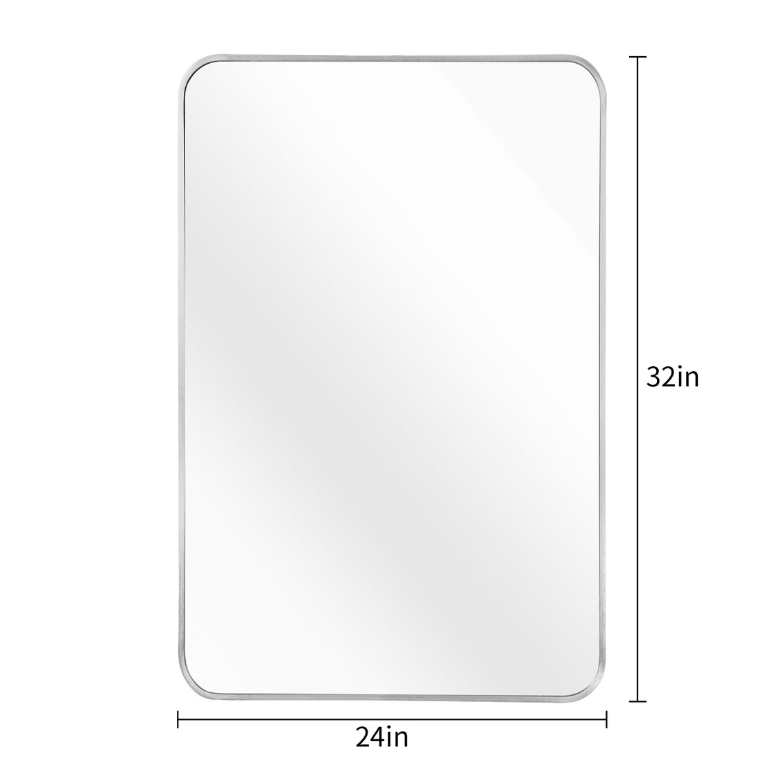 Silver 24 "X32" Rectangular Bathroom Wall Mirror Silver Classic Mdf Glass Aluminium Alloy