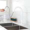 Kitchen Faucet With Pull Out Spraye White Stainless Steel