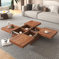 Square Marble Veneer Coffee Table Sliding Top With Storage In Walnut 39.4'' Walnut Primary Living Space Square Mdf