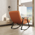 Casual Folding Rocking Chair Upholstered, Lounge Rocking Chair Adjustable High Back And Foot Rest,Side Pockets Placed In Living Room Bedroom Balcony Orange Velvet