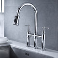 Bridge Kitchen Faucet With Pull Down Sprayhead In Spot Chrome Kitchen Brass