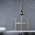 Bridge Kitchen Faucet With Pull Down Sprayhead In Spot Brushed Nickel Kitchen Brass