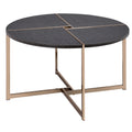 Black And Champagne Round Coffee Table Black Gold Primary Living Space Round Wood Metal