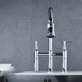 Bridge Kitchen Faucet With Pull Down Sprayhead In Spot Chrome Kitchen Brass