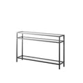 42.1 Inch Console Sofa Table, Modern Entryway Table,Tempered Glass Table, Metal Frame,3 Shelves,For Entrance, Living Room, Foyer,Hallway Bedroom Black Iron