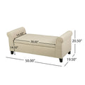 Hayes Armed Storage Bench Beige Fabric