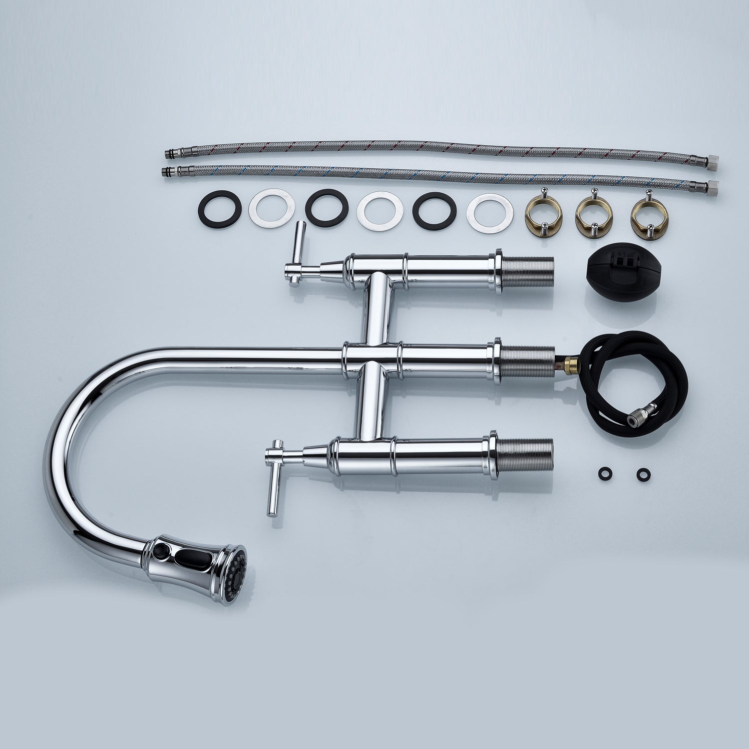 Bridge Kitchen Faucet With Pull Down Sprayhead In Spot Chrome Kitchen Brass