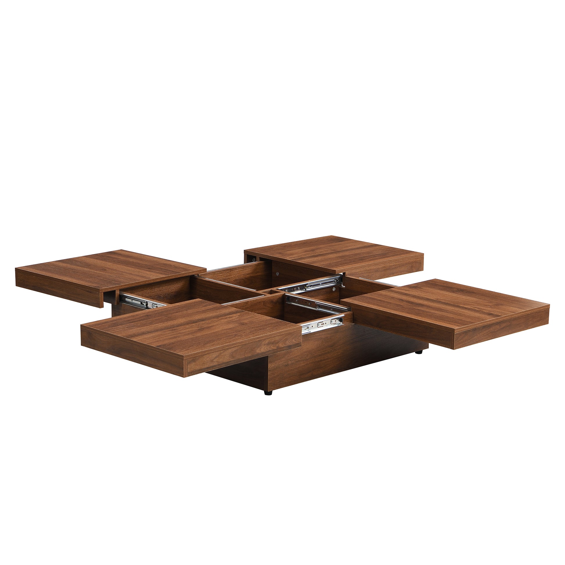 Square Marble Veneer Coffee Table Sliding Top With Storage In Walnut 39.4'' Walnut Primary Living Space Square Mdf