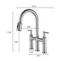 Bridge Kitchen Faucet With Pull Down Sprayhead In Spot Brushed Nickel Kitchen Brass